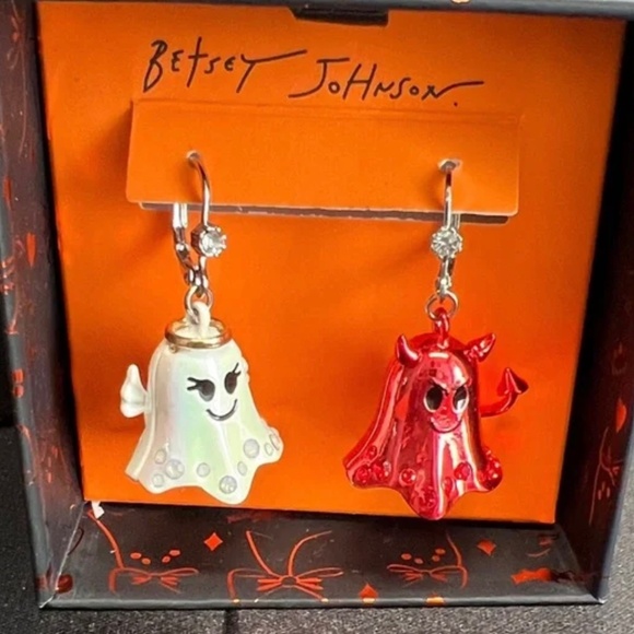 Betsey Johnson Halloween NWT/NIB Angel/Devil Mismatched Dangle Earrings - Picture 1 of 10